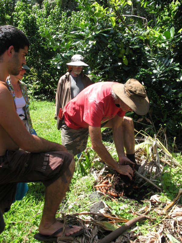 Randy in garden with interns